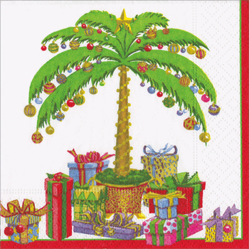 Caspari Deck The Palm - Pearl Napkin Cocktail